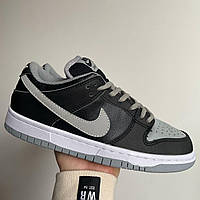 Женские кожаные черные с серым кроссовки Nike SB Dunk Low . Кеды найк сб данк