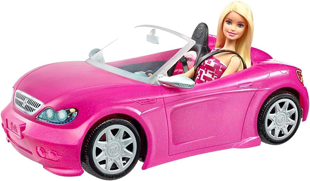 Лялька Барбі та кабріолет Barbie Car and Doll Set Sparkly Pink 2-Seater Convertible with Glam Details