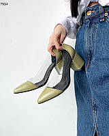 36,37,39,41 размер Женские оливковые туфли натуральная кожа + силикон