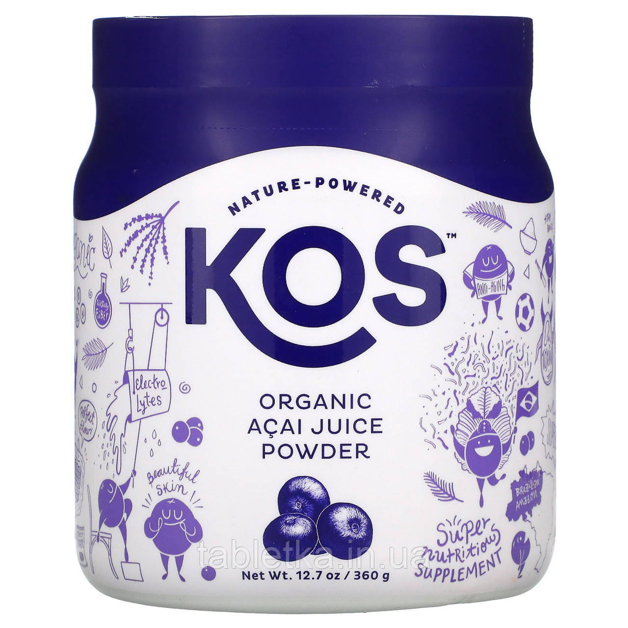 KOS, Органічний порошок соку асаї, 360 г (12,7 унції)
