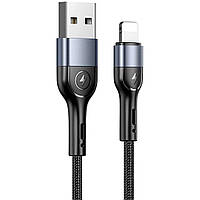 Кабель Usams US-SJ448 U55 Aluminum Alloy Braided USB to Lightning (2A, 1m) - Black