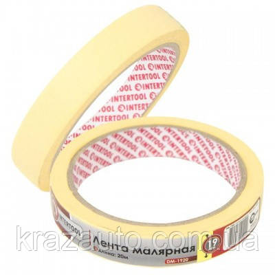 Стрічка малярська 19 мм, 20 м, жовта INTERTOOL DM-1920
