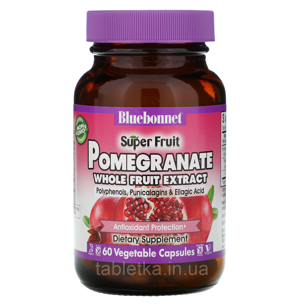 Bluebonnet Nutrition, Super Fruit, екстракт плодів граната, 60 рослинних капсул