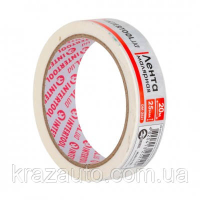 Стрічка малярська 25 мм, 20 м, біла INTERTOOL DM-2521