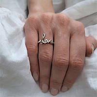 Кольцо серебряное женское колечко без камней Любовь черненое серебро 925 пробы 17 размер 1012 2.10г