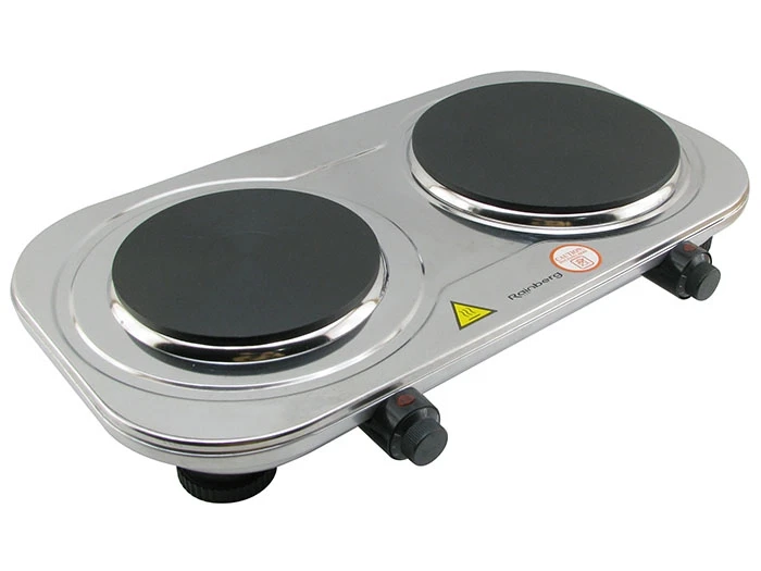 Плита електрична Rainberg RB-007 настільна двокомфоркова 3500 Вт + 5 режимів роботи Сіра