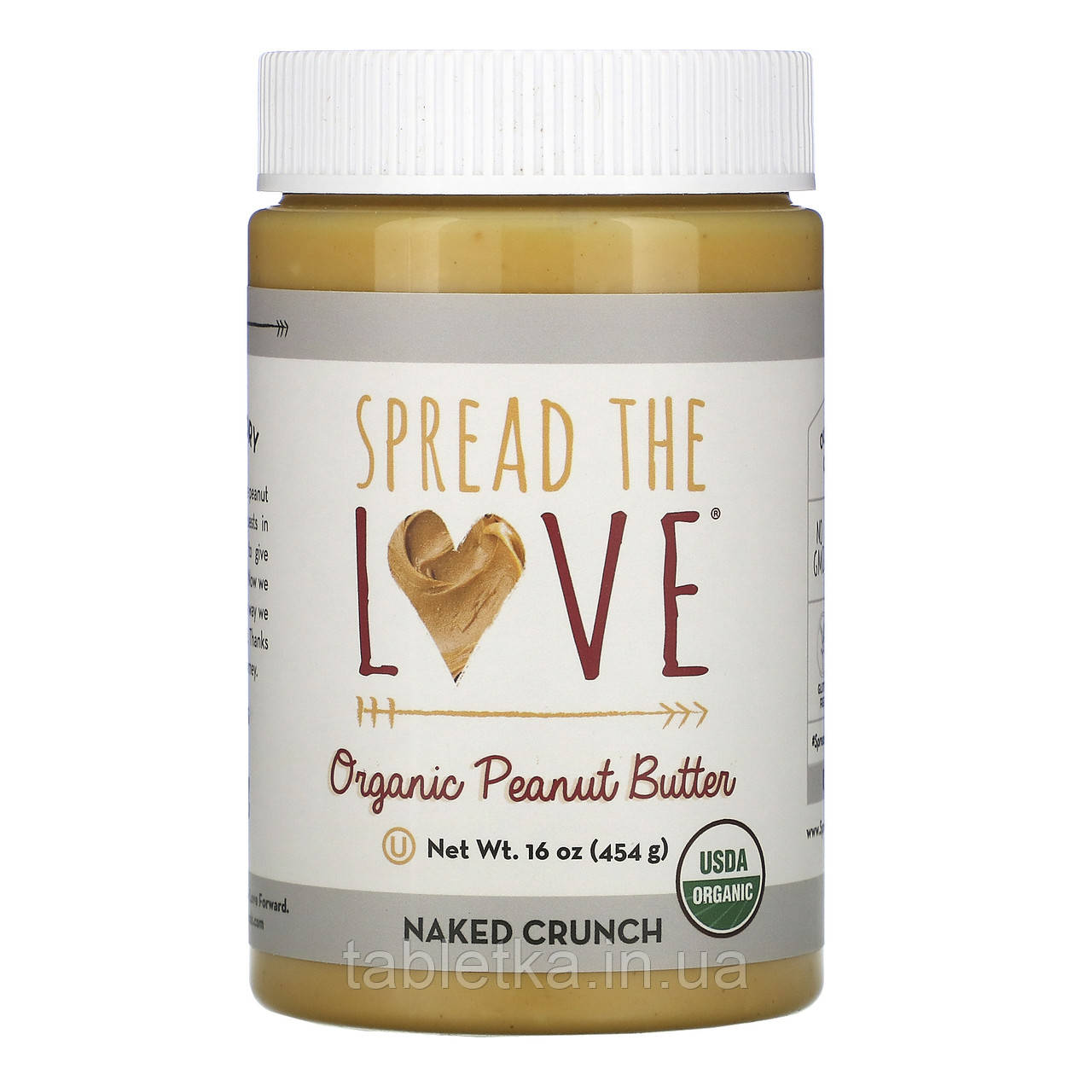 Spread The Love, Органічна арахісова олія, голий хрусткий продукт, 454 г (16 унцій)