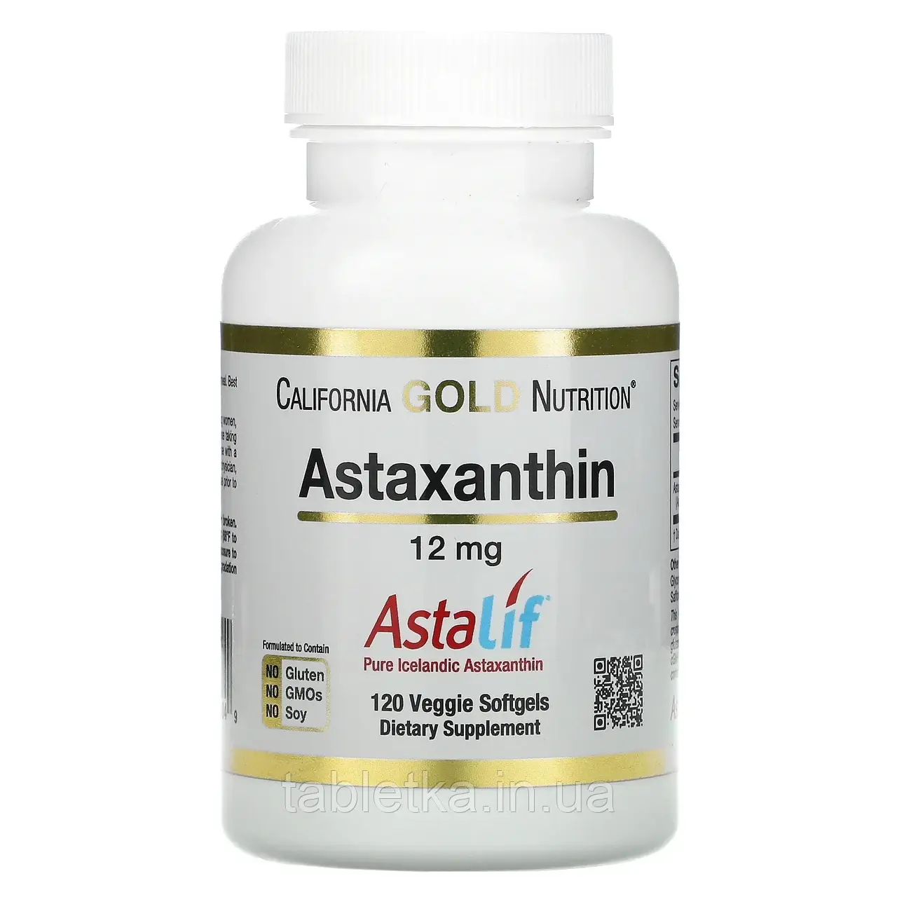 California Gold Nutrition, AstaLif, чистий ісландський астаксантин, 12 мг, 120 рослинних м'яких таблеток