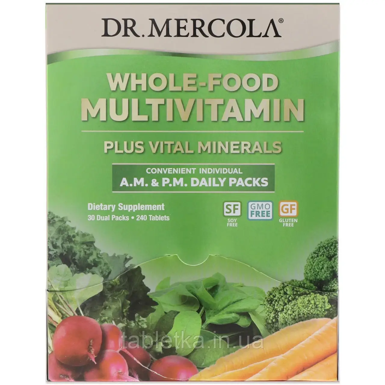 Dr. Mercola, суцільно харчові мультивітаміни в пакетиках для щоденного приймання вранці та ввечері, 30 подвійних