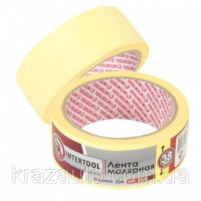 Стрічка малярська 38 мм, 20 м, жовта INTERTOOL DM-3820