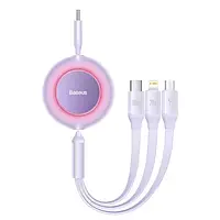 Дата-кабель Baseus Bright Mirror 2 3-in-1 CAMJ010205 USB-C (тато) - USB-C/Lightning/Micro-USB (тато) Purple