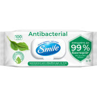 Влажные салфетки Smile Antibacterial с соком подорожника 100 шт. (4823071636741)