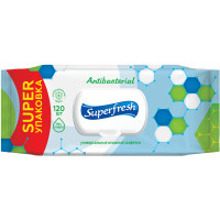 Вологі серветки Superfresh Antibacterial з клапаном 120 шт. (4823071642285), фото 1