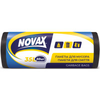 Пакети для сміття Novax чорні 35 л 50 шт. (4823058310466), фото 1