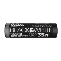 Пакети для сміття Добра Господарочка B&W чорні з затяжками 35 л 30 шт. (4820086522106), фото 1