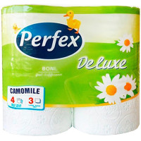 Туалетний папір Perfex Deluxe Ромашка 3 шари 4 рулони (8600101745248), фото 1