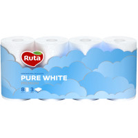 Туалетний папір Ruta Pure White 3 шари 8 рулонів (4820023747555), фото 1