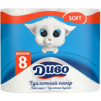 Туалетний папір Диво Soft 2 шари білий 8 рулонів (4820003833292), фото 1
