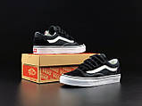 Жіночі кеди Vans Old Skool замшеві стильні молодіжні чорні білі, фото 5