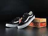 Жіночі кеди Vans Old Skool замшеві стильні молодіжні чорні білі, фото 4