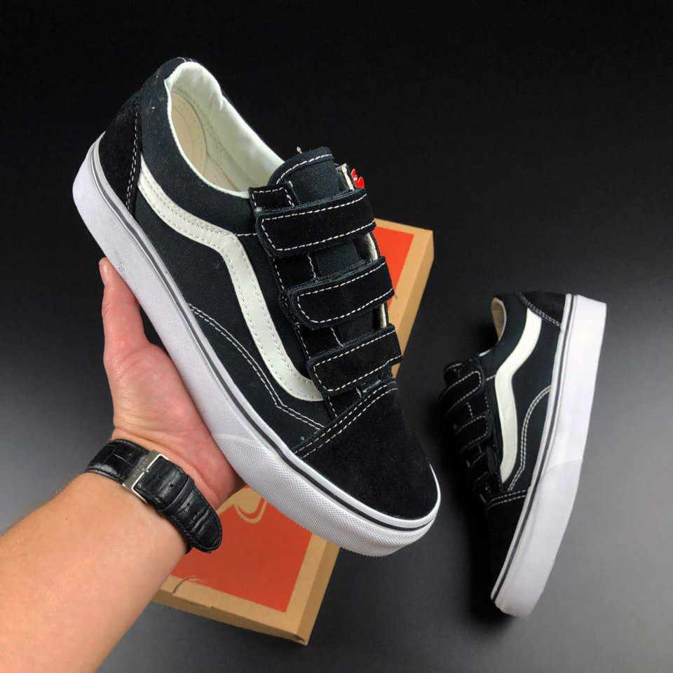 Чоловічі кеди Vans Old Skool замшеві стильні молодіжні чорні білі