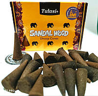 Пахощі чистий СандалВуд Туласи конуси 20шт, SandalWood Tulasi Pure Sandal Wood Cones, Благовоние безосновные,