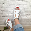 Шкіряні жіночі білі літні сандалі, фото 2