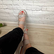 Босоніжки бежеві з натуральної шкіри жіноче літнє взуття, фото 3