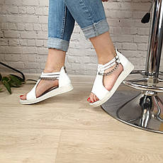 Шкіряні білі жіночі босоніжки  зручне літнє взуття 2023, фото 2