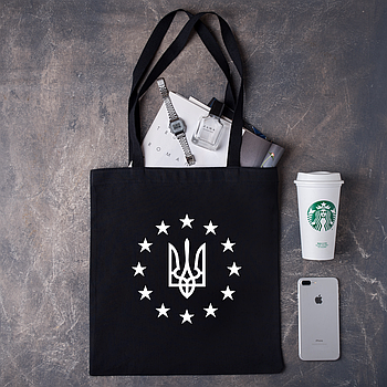 Шопер з патріотичним принтом  "ЄС ТРИЗУБ"