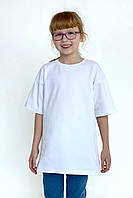 Детская хлопковая футболка оверсайз с удлиненными рукавами до локтя