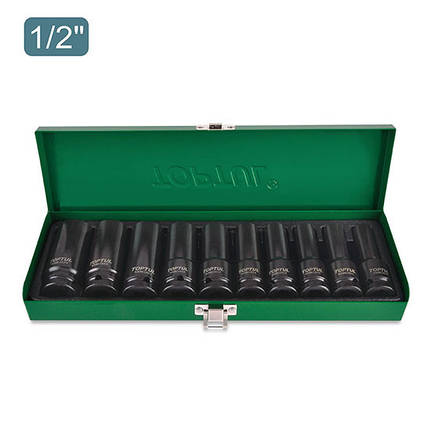 Набір довгих ударних головок 1/2" 10-24мм 10шт TOPTUL GDAD1002, фото 1