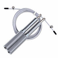 Скакалка скоростная на подшипниках алюминиевая elite jump rope серебряная 3m