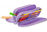 Пенал із блискітками на 3 відділення на блискавках, фіолетовий, фото 2
