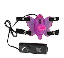 Вібратор метелик із поясом для стимуляції клітора рожевого кольору с пультом ДК Seven Creations Venus Penis Strap On Кайф