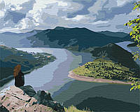 Картина по номерам "Путешественница на краю света" 40x50 3v1 Рисование Живопись Раскраски (Природа)