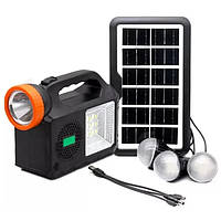 Портативная зарядная станция GDTimes GD-102 с солнечной панелью (3 лампочки, фонарь, повербанк, радио)