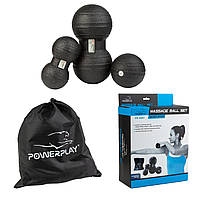 Набор массажных мячиков powerplay 4007 epp massage ball черные (3 шт.)