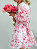 Легка жіноча квіткова міні сукня Феєрія вільного крою з корсетним поясом Smf8300, фото 7