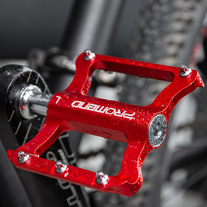 Ультралегкі алюмінієві педалі Promend R41 для велосипеда 250г червоні (велопедалі, велосипедні топталки)