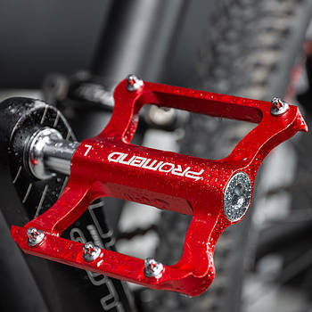 Ультралегкі алюмінієві педалі Promend R41 для велосипеда 250г червоні (велопедалі, велосипедні топталки)