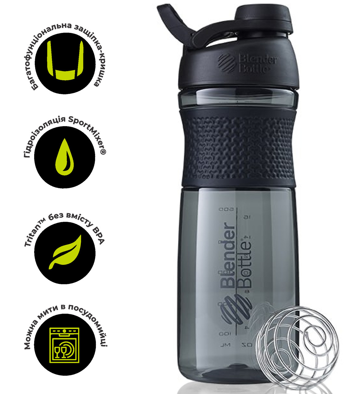 Шейкер спортивний (пляшка) BlenderBottle SportMixer Twist 28oz/820ml Black (Original)