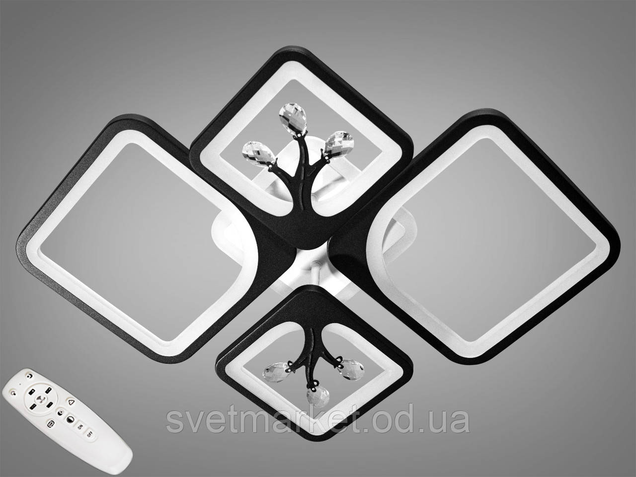 LED люстра з димером і підсвічуванням 8157/2+2BK LED 3color dimmer, фото 1