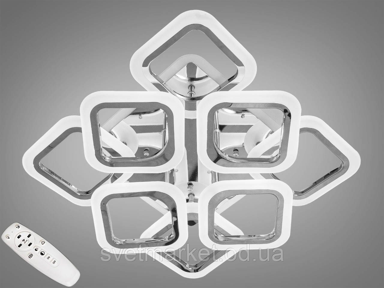 Хромована стельова світлодіодна люстра AS8060/4+4HR LED 3color dimmer, фото 1
