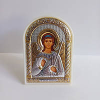 Ікона срібна 6,1х8,8 см на білому пластику. Ангел Охоронець.