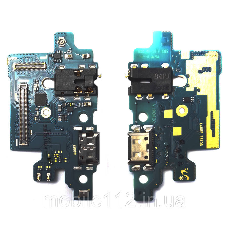 Шлейф Samsung Galaxy A40 2019 A405F з роз'ємом зарядки, навушників та мікрофоном Оригінал Китай - нижня плата, фото 1