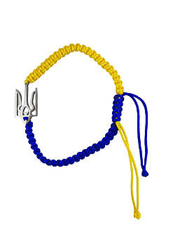 Браслет-ниточка патріотичний синьо-жовтий з гербом України (000016)