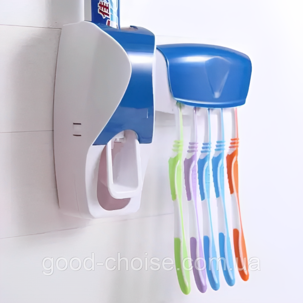 Дозатор зубної пасти з тримачем на 5 зубних щіток / Диспенсер для зубної пасти / Тримач для щітки, фото 1