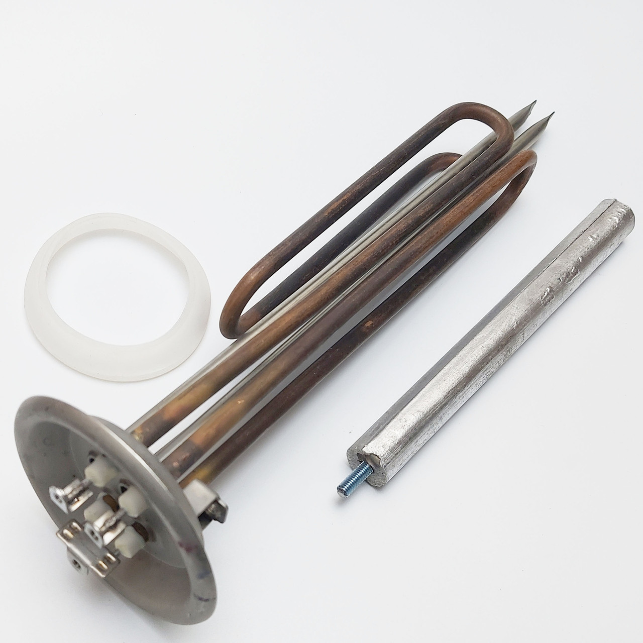 Тен 2500вт для бойлера Thermex, Electrolux, Hotlex мідний на фланці 93мм з анодом і прокладкою, фото 1