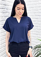 Женская блузка с вырезом и коротким рукавом "Fly" 42/44, Темно-синий